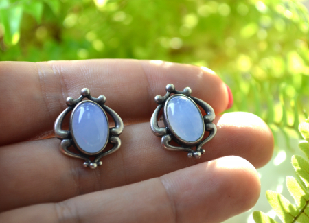 Cercei argint Georg Jensen, Blue Chalcedony [1]