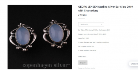Cercei argint Georg Jensen, Blue Chalcedony [4]