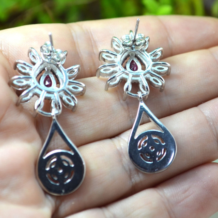 Cercei argint granate Rodolite cristale CZ cubic zirconia [2]