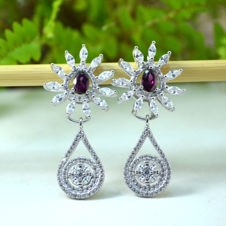 Cercei argint granate Rodolite cristale CZ cubic zirconia [3]