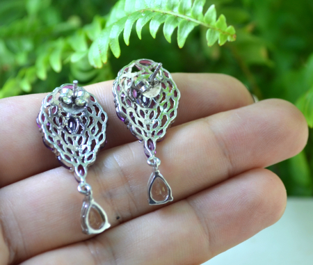 Cercei argint, Granate Rodolite, Kianite si Acvamarine [2]