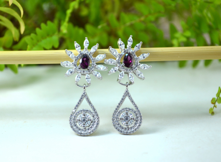 Cercei argint granate Rodolite cristale CZ cubic zirconia [1]