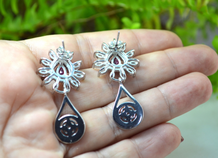 Cercei argint granate Rodolite cristale CZ cubic zirconia [3]