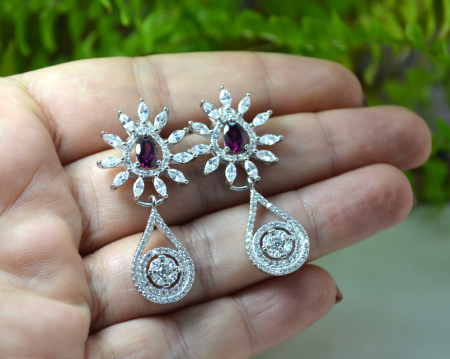 Cercei argint granate Rodolite cristale CZ cubic zirconia [2]