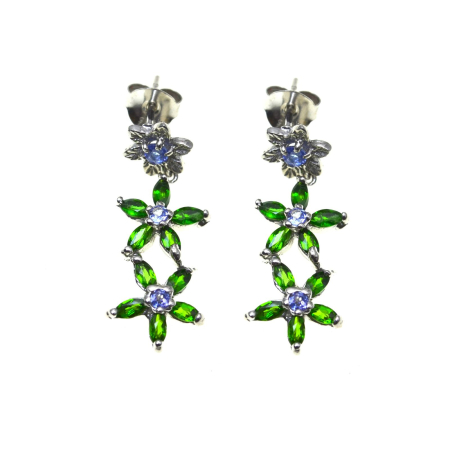 REDUCERI - Cercei argint Jasmine, tanzanite si chrom diopside a Vintage Collection