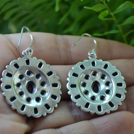 Cercei argint Mandala vintage, Ruby si Sapphire CZ A Vintage Collection [2]