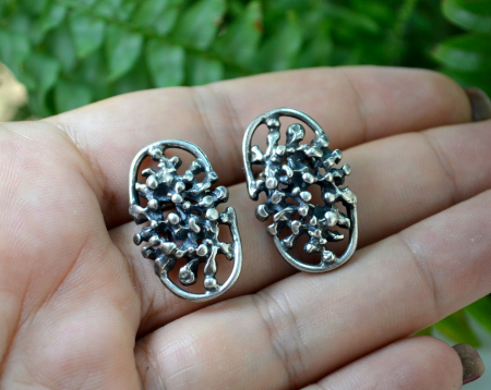 Cercei argint Mid-Century, design modernist brutalist [1]