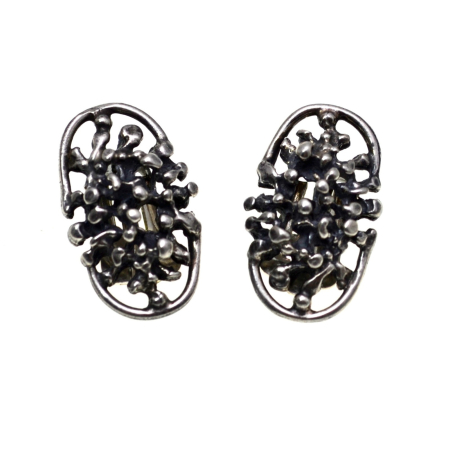 Cercei argint - Cercei argint Mid-Century, design modernist brutalist