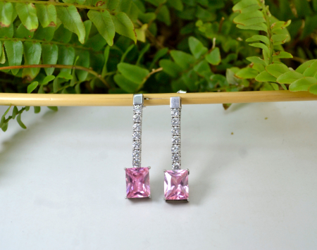 ercei argint minimalisti Pink Crystal CZ cubic zirconiz design clasic minimalist [1]