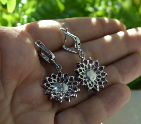 Cercei argint moderni, granate Rodolite si perle naturale [2]