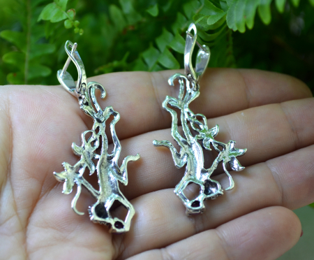 Cercei argint moderni Maimute rubine naturale [2]