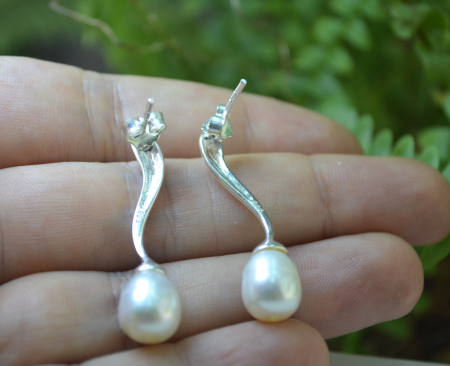 Cercei argint modernisti  cu perle naturale [2]