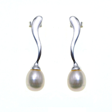 REDUCERI - Cercei argint modernisti  cu perle naturale