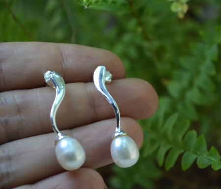Cercei argint modernisti  cu perle naturale [1]