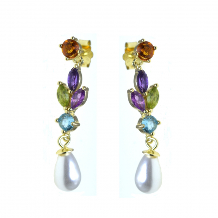 Pietre semipretioase si pretioase - Cercei argint modernisti, pietre semipretioase