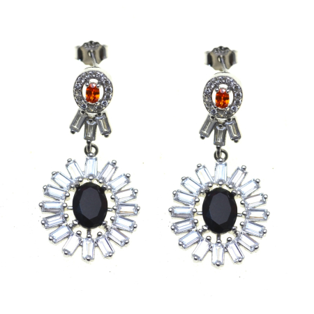 Pietre semipretioase si pretioase - Cercei argint, Opale negre de Etiopia si cristale CZ