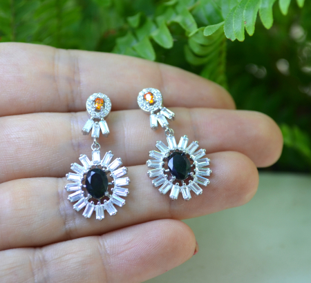 Cercei argint, Opale negre de Etiopia si cristale CZ [1]