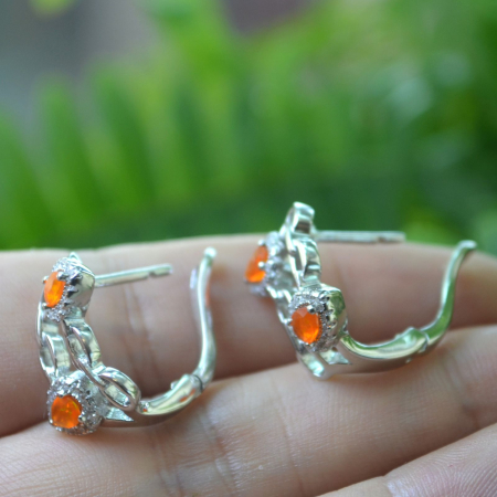 Cercei argint, Orange Pear Opal, zale moderne A Vintage Collection [2]
