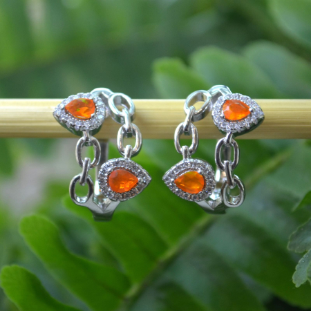 Cercei argint, Orange Pear Opal, zale moderne A Vintage Collection [3]