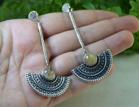 Cercei argint, Quartz rutilat [1]