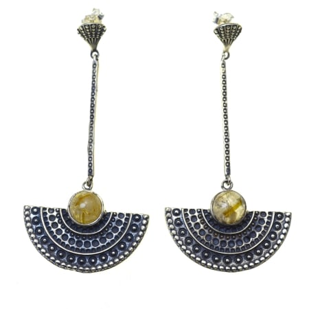 Cercei argint - Cercei argint, Quartz rutilat