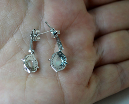 Cercei argint rodiat, Opal Rainbow si cristale CZ [2]