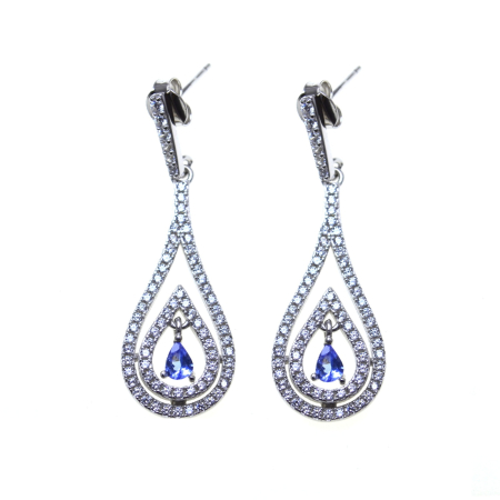 Cercei argint - Cercei argint rodiat, Tanzanite si CZ