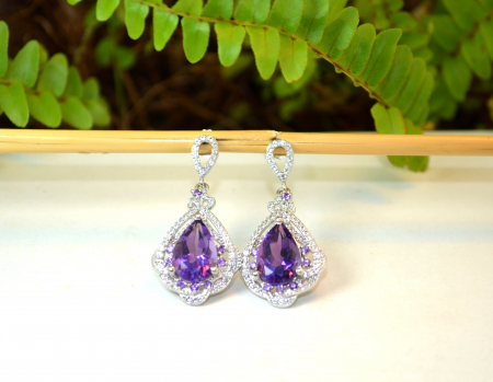 Cercei argint rodiati ametiste topaze albe naturale [1]
