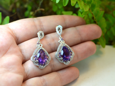 Cercei argint rodiati ametiste topaze albe naturale [2]