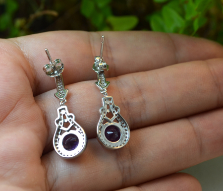 Cercei argint rodiati model Arrow ametiste cristale cubic zirconia CZ [3]