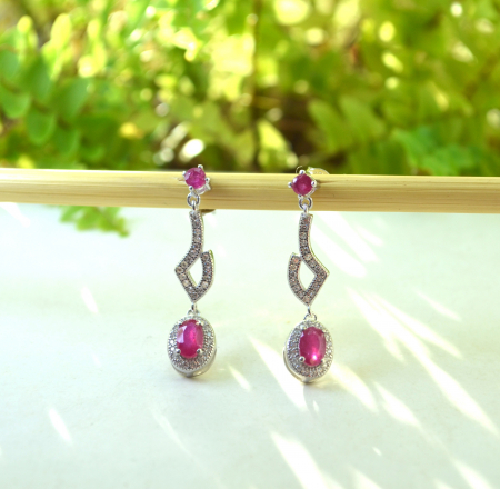Cercei argint, rubine naturale si cristale CZ [3]