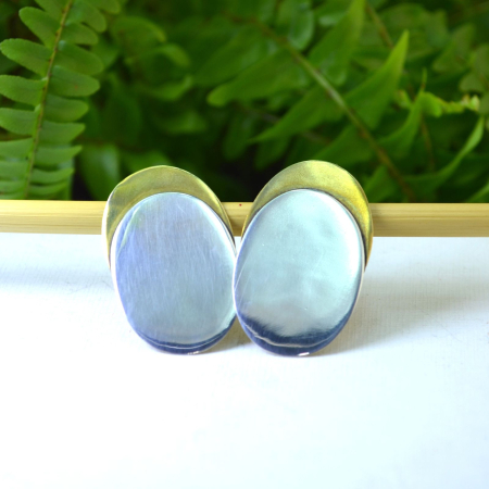 Cercei argint si alama aurita vintage, design geometric [3]