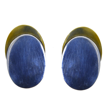 Cercei argint - Cercei argint si alama aurita vintage, design geometric