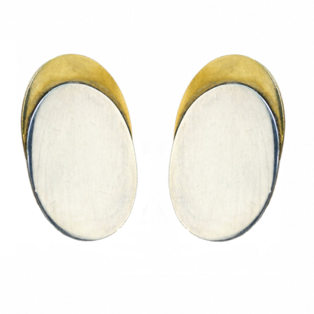 Cercei argint - Cercei argint si alama aurita vintage, design geometric