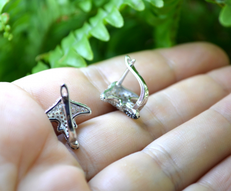 Cercei argint Stingray, Black Spinel & White CZ [2]