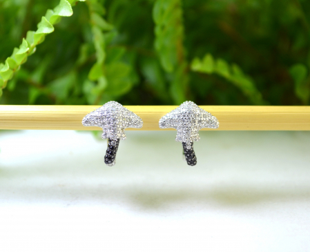 Cercei argint Stingray, Black Spinel & White CZ [3]