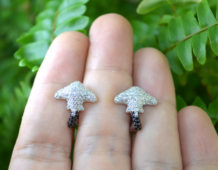 Cercei argint Stingray, Black Spinel & White CZ [1]