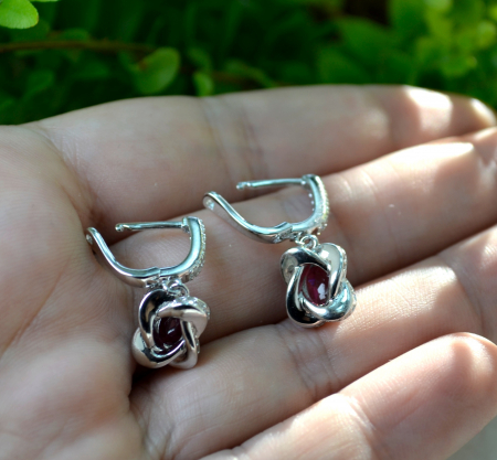 Cercei argint Trifoi, granate si cristale CZ [2]