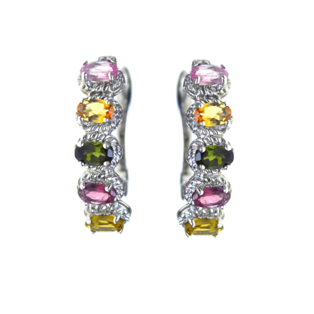 Pietre semipretioase si pretioase - Cercei argint, turmaline naturale colorate