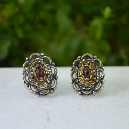 Cercei argint vechi cu granate naturale, atelier austriac A Vintage Collection [4]
