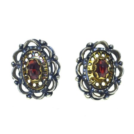Cercei argint - Cercei argint vechi cu granate naturale, atelier austriac A Vintage Collection