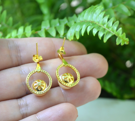 Cercei argint vermeil, perle naturale roz [2]