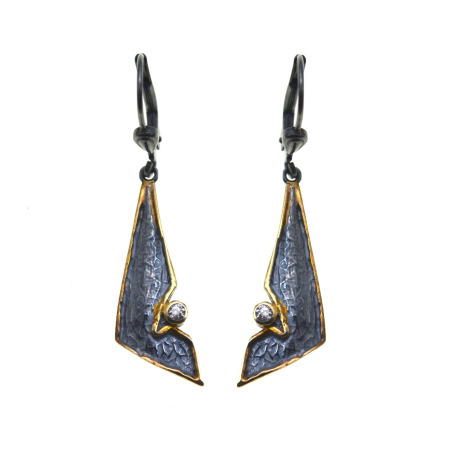 Cercei argint - Cercei argint vintage brutalisti cu Rock Crystal A Vintage Collection