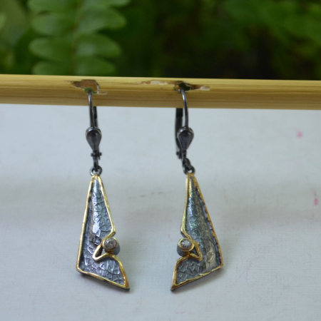 Cercei argint vintage brutalisti cu Rock Crystal A Vintage Collection [3]