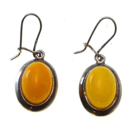 Cercei argint - Cercei argint vintage chihlimbar Butterscotch