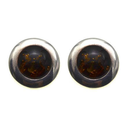 Cercei argint - Cercei argint vintage, chihlimbar, design geometric