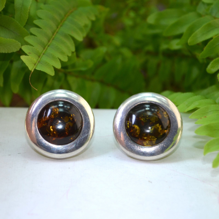 Cercei argint vintage, chihlimbar, design geometric [3]