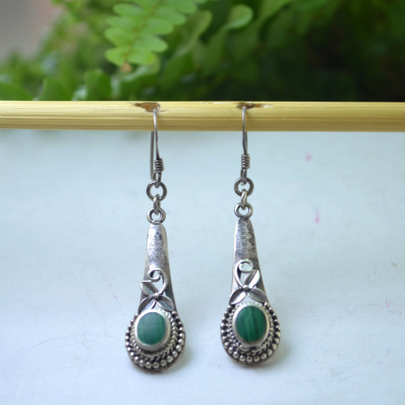 Cercei argint vintage cu malachit, stil oriental A Vintage Collection [3]