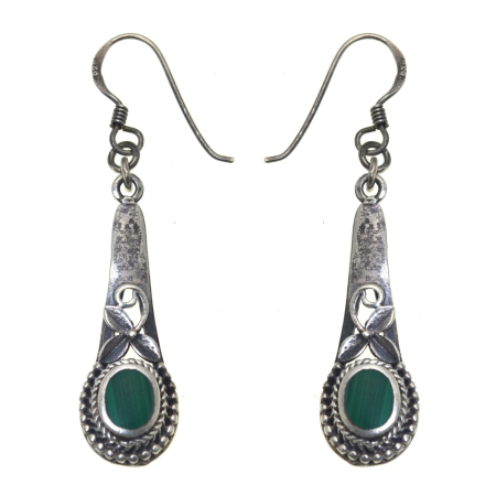 Cercei argint - Cercei argint vintage cu malachit, stil oriental A Vintage Collection