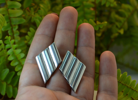 Cercei argint vintage design geometric minimalist estetica modernista model romb [1]